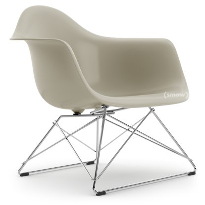 Eames Plastic Armchair LAR, Kieselstein, Ohne Polsterung, Verchromt