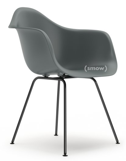Eames Plastic Armchair DAX, Granitgrau, Ohne Polsterung, Ohne Polsterung, Standardhöhe - 43 cm, Beschichtet basic dark