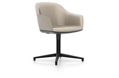 Softshell Armchair auf Viersternfuß, Aluminium pulverbeschichtet basic dark, Leder (Standard), Sand, Gleiter für Teppichboden