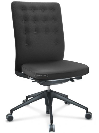ID Trim, Mit Lumbalstütze, FlowMotion-mit Vorwärtsneigung, mit Sitztiefenverstellung, Ohne Armlehnen, 5-Stern Untergestell, Kunststoff basic dark, Sitz und Rücken Plano, Dunkelgrau, Weich für harte Böden