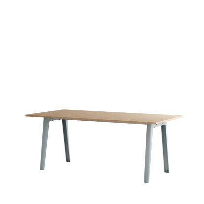 New Modern Esstisch rechteckig, Metall/Holz, 190 x 95 cm, Eichenfurnier, Blassblau