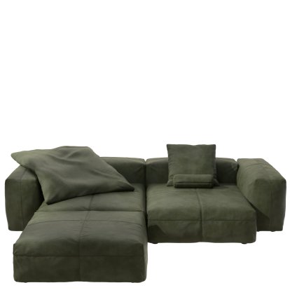 Vetsak Sofa Set 3, Leather - Olive, Mit Kissen