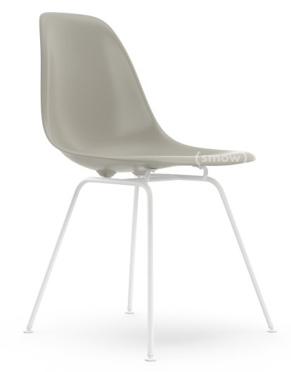 Eames Plastic Side Chair DSX, Kieselstein, Ohne Polsterung, Ohne Polsterung, Standardhöhe - 43 cm, Beschichtet weiß