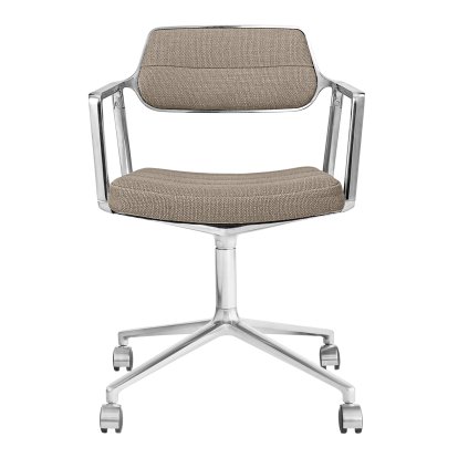 Swivel 453 Drehstuhl auf Rollen, Woll-Leinen-Mix dark sand, Poliert