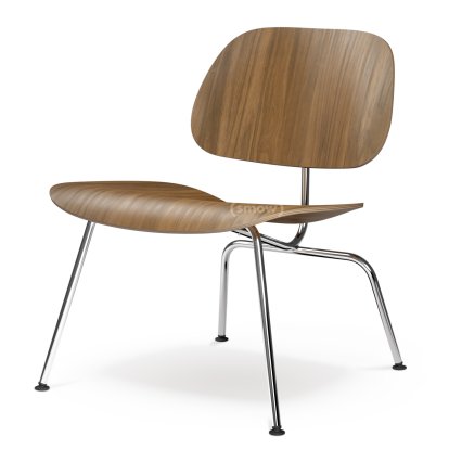 LCM / LCM Leather Loungestuhl, Nussbaum schwarz pigmentiert, Glanzchrom