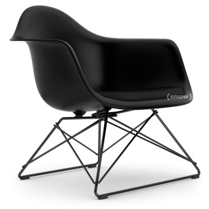 Eames Plastic Armchair LAR, Tiefschwarz, Sitzpolster nero, Beschichtet basic dark