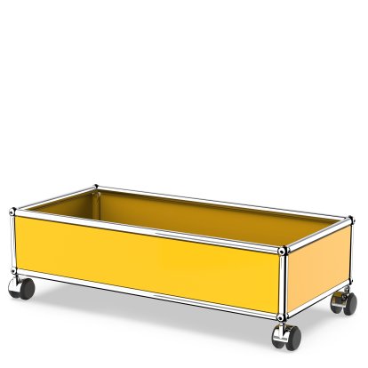 USM Haller Box mit Rollen, Goldgelb RAL 1004, Hart für Teppichboden
