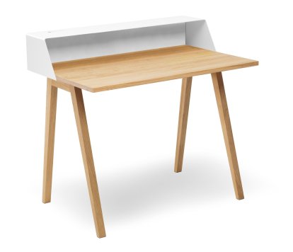 PS04 / PS05 Sekretär, B 100 x T 63 cm (PS04), Reinweiß (RAL 9010), Eiche geölt, Ohne Elektrobox