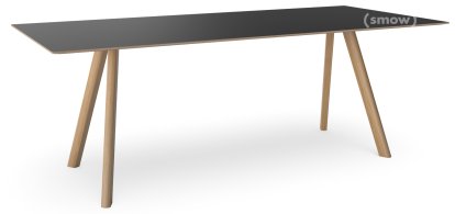 Copenhague Tisch CPH30, L 200 x B 90 x H 74, Eiche lackiert, Linoleum schwarz
