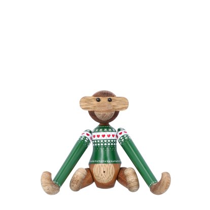 Affe Christmas Jumper Holzfigur, Mini (H 9,5 cm), Pullover grün