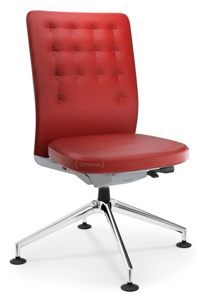 ID Trim Conference, Ohne Lumbalstütze, Ohne Armlehnen, Soft grey, Sitz und Rücken Leder, Rot