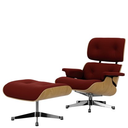 Eames Lounge Chair & Ottoman Calma, Kastanie natur, Calma, brandy, 89 cm, Aluminium poliert