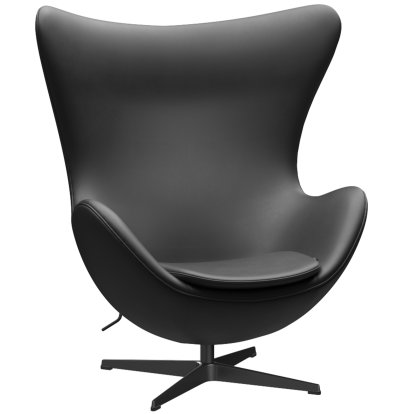 Egg Chair, Leder Essential, Black, Black, Ohne Fußhocker