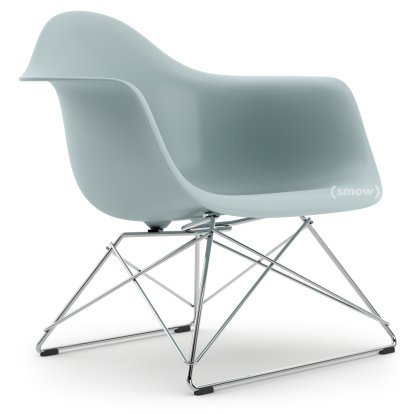 Eames Plastic Armchair LAR, Eisgrau, Ohne Polsterung, Verchromt