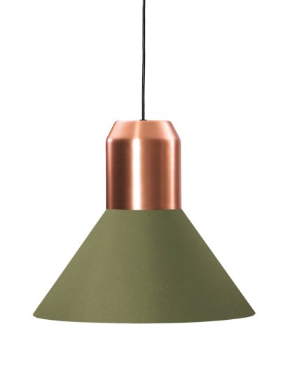 Bell Light Pendelleuchte, Kupfer, Stoff grün, H 22 x ø 45 cm