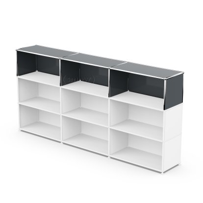USM Haller Anbaupaket Vertikal 3, Anthrazitgrau RAL 7016, 35 cm