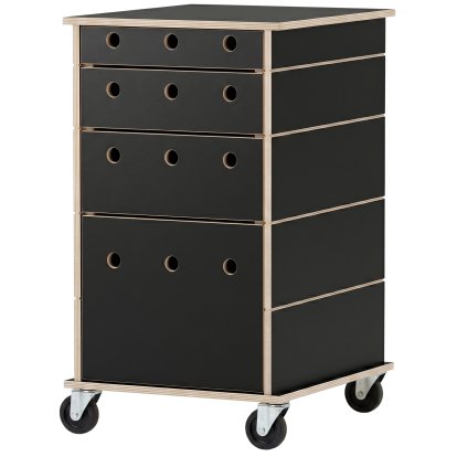 Lader Rollcontainer, 4 Schubkästen, Schwarz