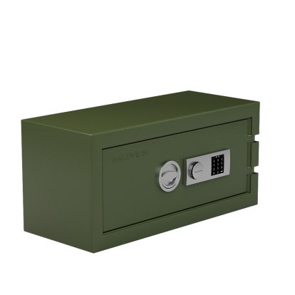 Balzsafe Connect Tresor für USM Haller Regale, 75 cm x 35 cm x 35 cm, Olivgrün RAL 6003, Elektronisches Zahlenkombinationsschloss mit Revisionsschlüssel