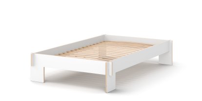 Siebenschläfer Bett, 120 x 200 cm, Ohne Kopfteil, Weiß, Mit Roll-Lattenrost