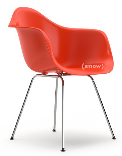 Eames Plastic Armchair DAX, Rot (poppy red), Ohne Polsterung, Ohne Polsterung, Standardhöhe - 43 cm, Verchromt