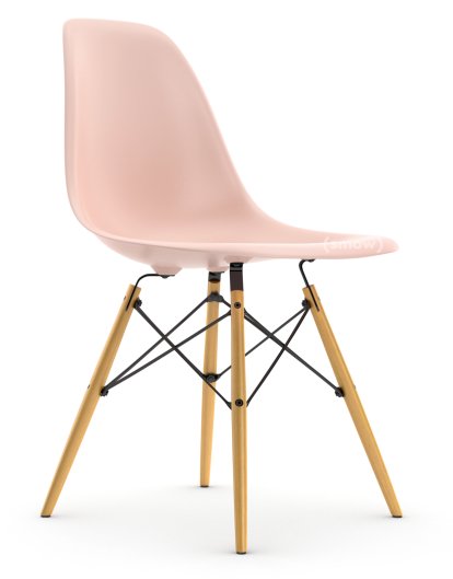 Eames Plastic Side Chair DSW, Zartrosé, Ohne Polsterung, Ohne Polsterung, Standardhöhe - 43 cm, Esche honigfarben