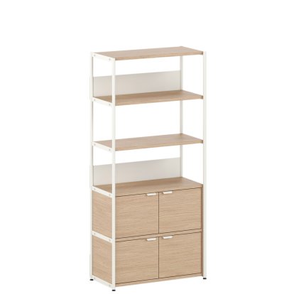 Unit Regal Holz, 180 cm, 2 x Doppeltür, Eiche / Creme weiß