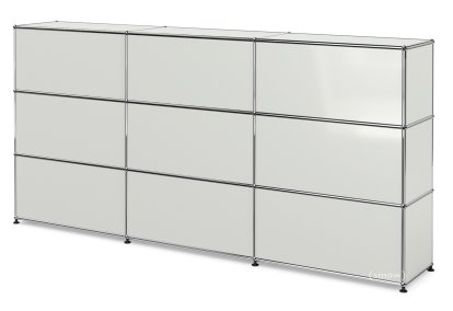 USM Haller Theke Typ 1, Lichtgrau RAL 7035, 225 cm (3 Elemente), 35 cm