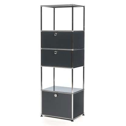 USM Haller Wohnzimmer Regal M Typ 2, Anthrazitgrau RAL 7016, Mit 3 Klappen