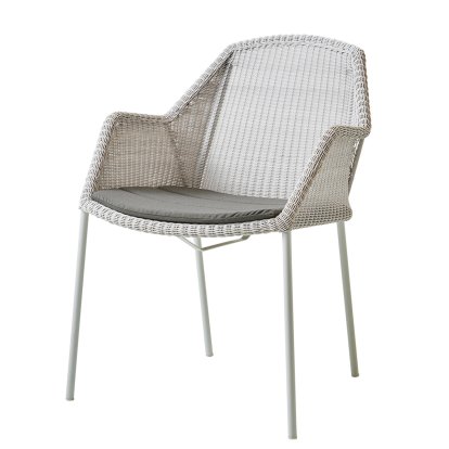Breeze Stuhl, White grey, Mit Sitzkissen, Natté - Taupe
