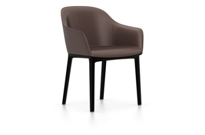Softshell Armchair, Basic dark, Leder (Standard), Kastanie, Gleiter für Teppichboden