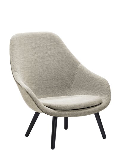 About A Lounge Chair High AAL 92 Loungestuhl, Hallingdal 116 - warmgrau, Eiche schwarz lackiert, Mit Sitzkissen