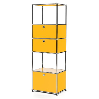 USM Haller Wohnzimmer Regal M Typ 2, Goldgelb RAL 1004, Mit 3 Klappen