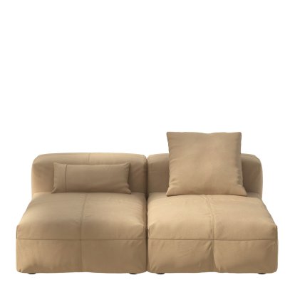 Vetsak Sofa Set 1, M, Leather - Beige, Mit Kissen