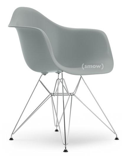 Eames Plastic Armchair DAR, Hellgrau, Ohne Polsterung, Ohne Polsterung, Standardhöhe - 43 cm, Verchromt