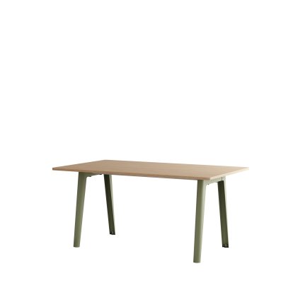 New Modern Esstisch rechteckig, Metall/Holz, 160 x 95 cm, Eichenfurnier, Khakigrün
