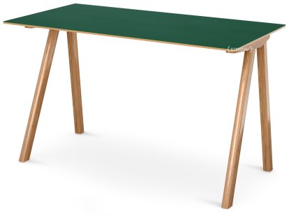 Copenhague Schreibtisch CPH90, Eiche lackiert, Linoleum grün