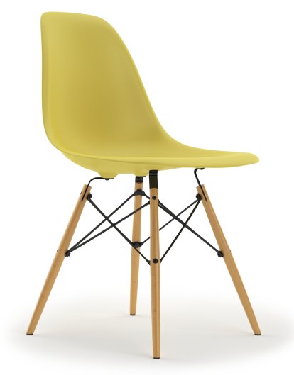 Eames Plastic Side Chair DSW, Citron, Ohne Polsterung, Ohne Polsterung, Standardhöhe - 43 cm, Ahorn gelblich