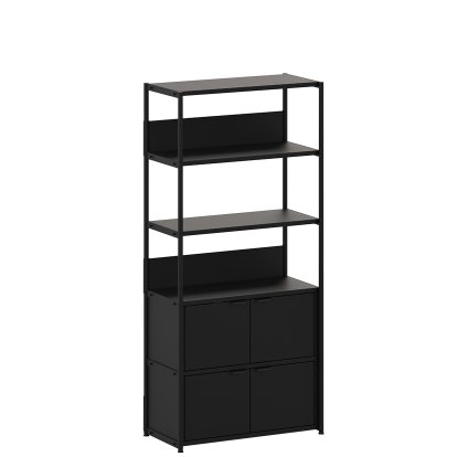 Unit Regal Stahl, 180 cm, 2 x Doppeltür, Graphitschwarz