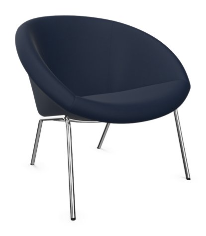 369 Sessel, Stoff Harald dark blue, hochglanz-verchromt