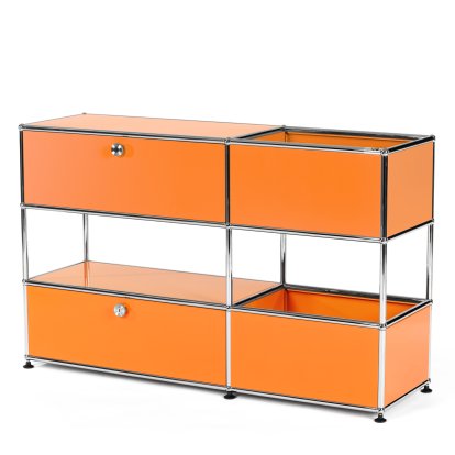 USM Haller Kinder Sideboard M mit Aufbewahrungsboxen, Einfarbig, Reinorange RAL 2004, Mit Auszug (inkl. Einlegerahmen)