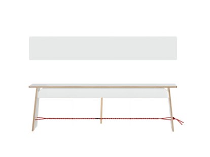 Langer Max Bank, 43 x 140 x 30 cm, FU weiß, Schwarz und rot