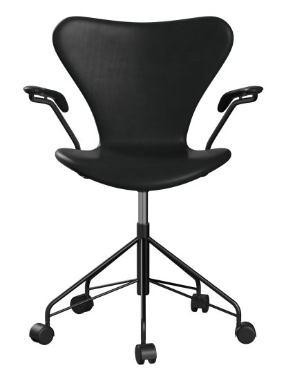 Serie 7 Drehstuhl 3117 / 3217 Vollpolsterung, Mit Armlehnen, Leder Grace black, Black