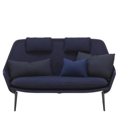 Slow Sofa, Untergestell pulverbeschichtet schwarz, Dunkelblau