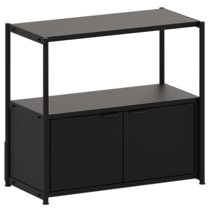 Unit Highboard Stahl, 1 x Doppeltür, Graphitschwarz