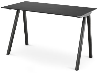 Copenhague Schreibtisch CPH90, Eiche schwarz lackiert, Linoleum schwarz