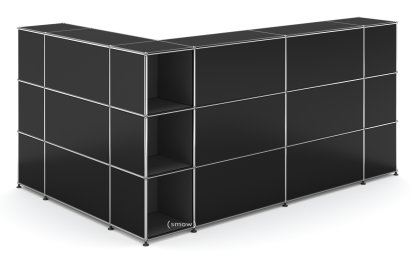 USM Haller Theke Typ 4, Graphitschwarz RAL 9011, Ecke offen