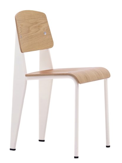 Standard Stuhl, Gestell ecru/Sitz, Rücken Eiche natur