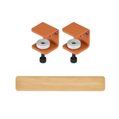 Tiptoe Wandregal Eiche massiv, Wandregal 120 cm, Tangerinenrot