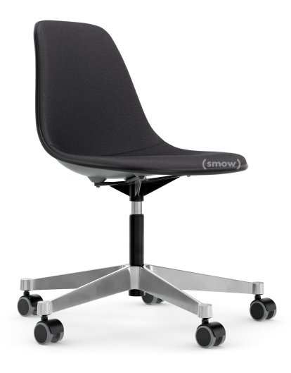 Eames Plastic Side Chair PSCC, Granitgrau, Mit Vollpolsterung, Dunkelgrau