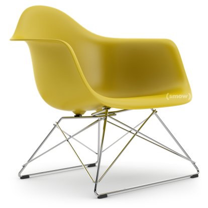 Eames Plastic Armchair LAR, Senf, Ohne Polsterung, Verchromt